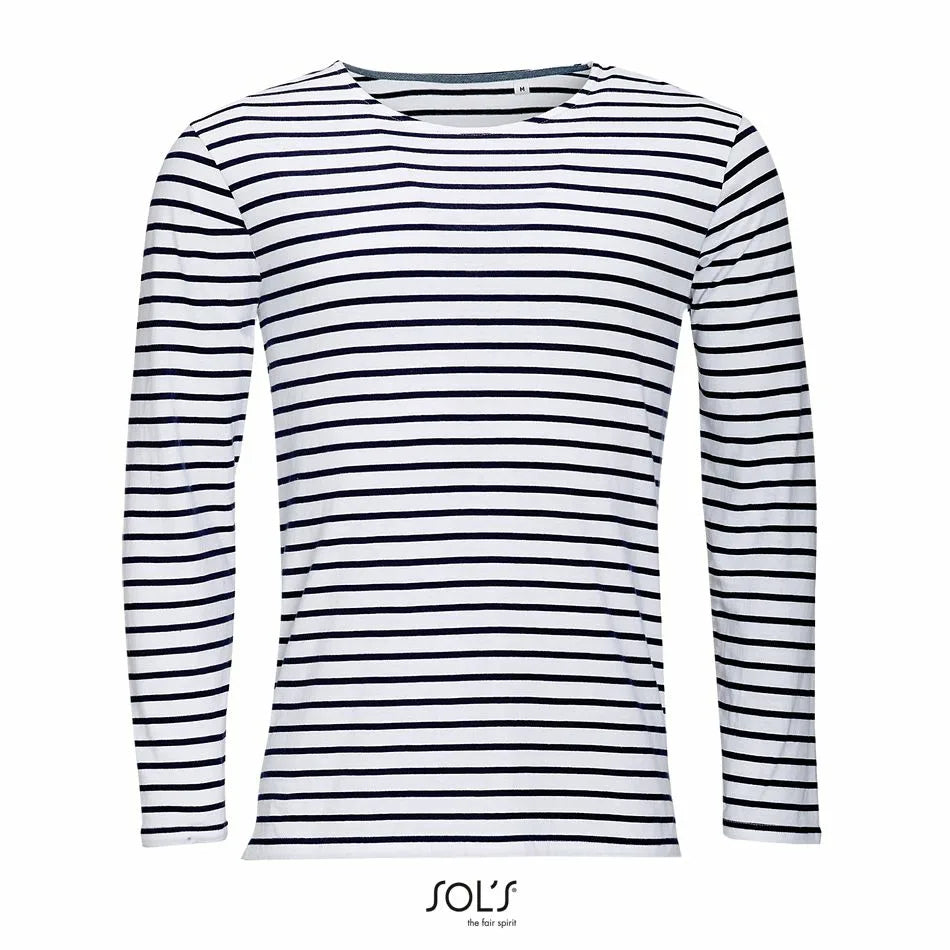 Sol's 01402 - MARINE MEN Tee Shirt Homme Manches Longues Rayé