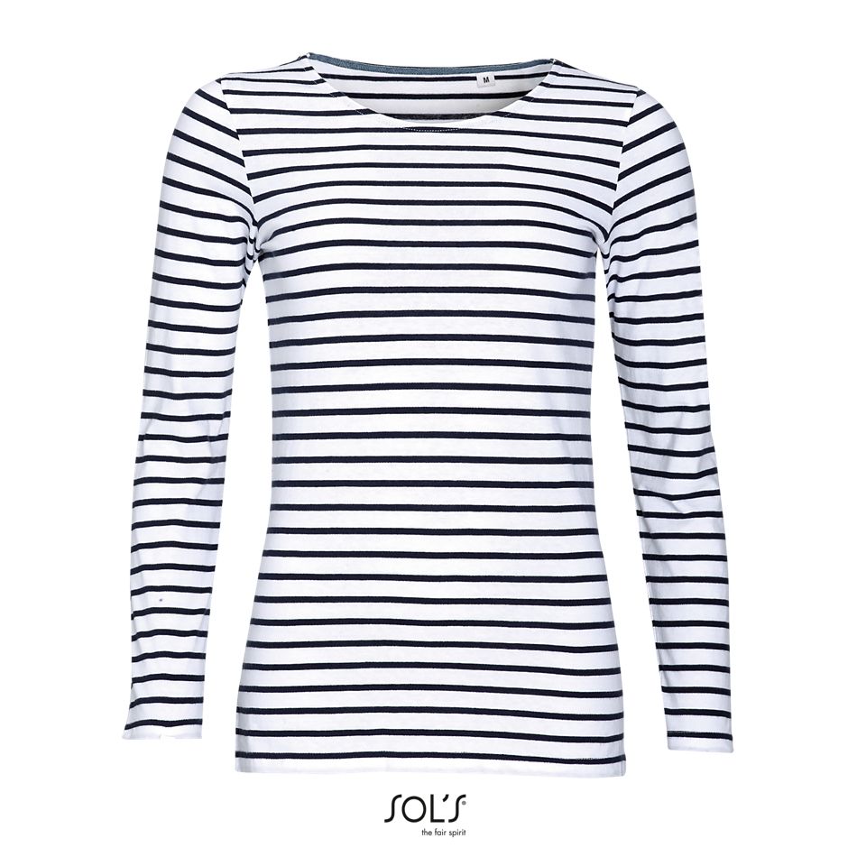 Sol's 01403 - MARINE WOMEN Tee Shirt Femme Manches Longues Rayé