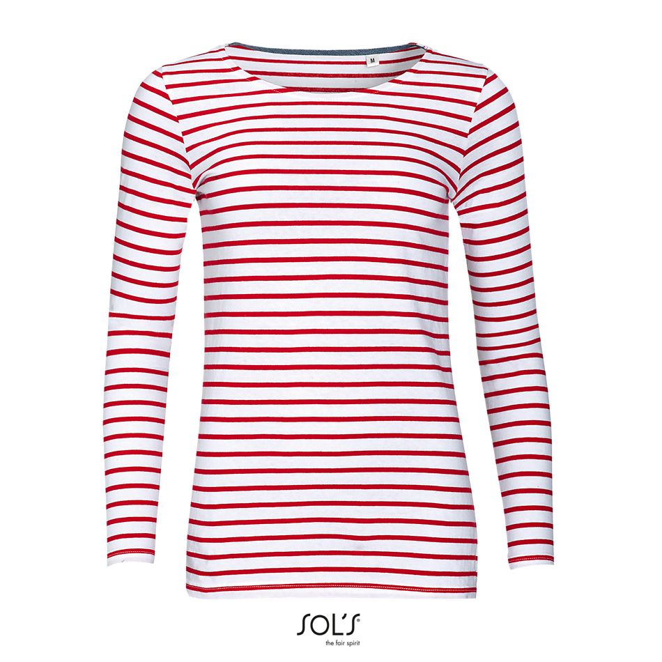 Sol's 01403 - MARINE WOMEN Tee Shirt Femme Manches Longues Rayé