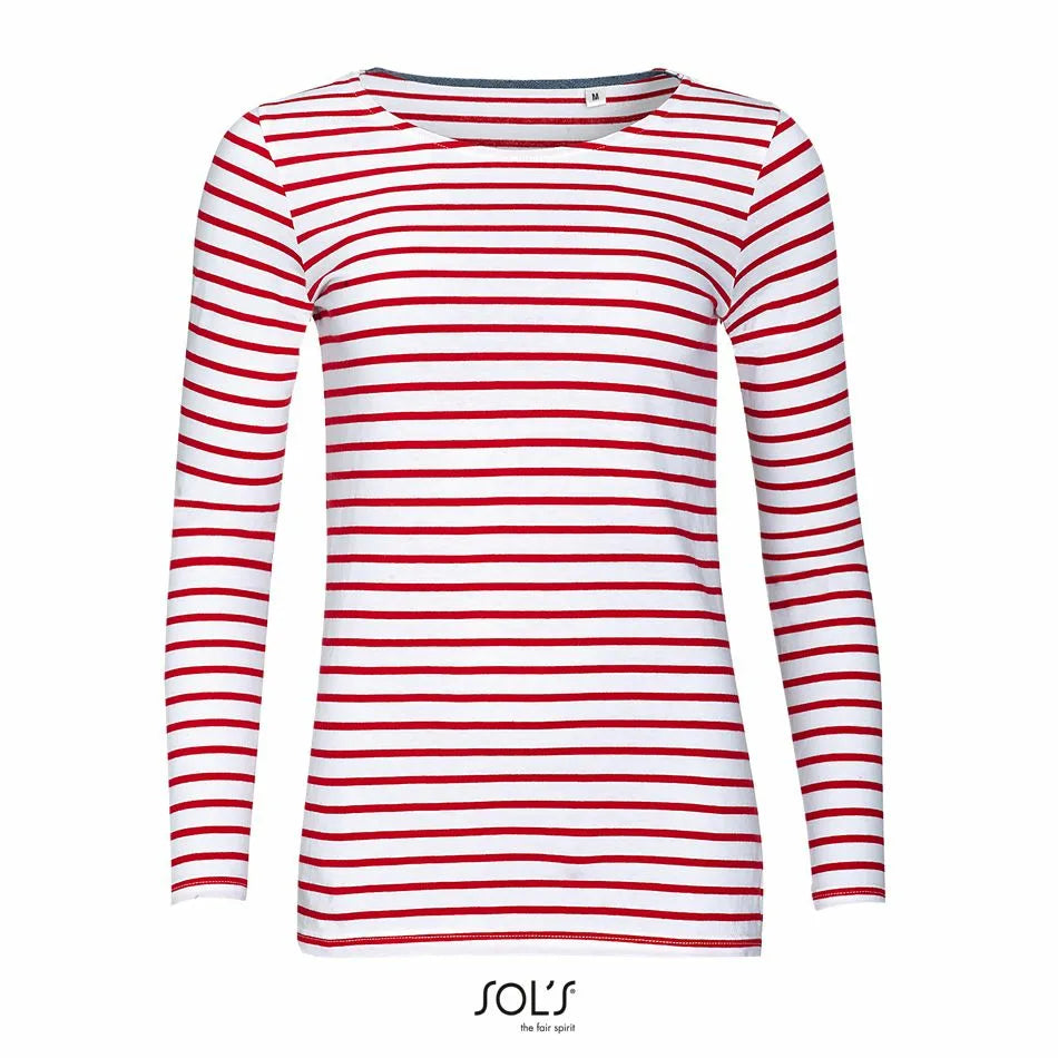 Sol's 01403 - MARINE WOMEN Tee Shirt Femme Manches Longues Rayé